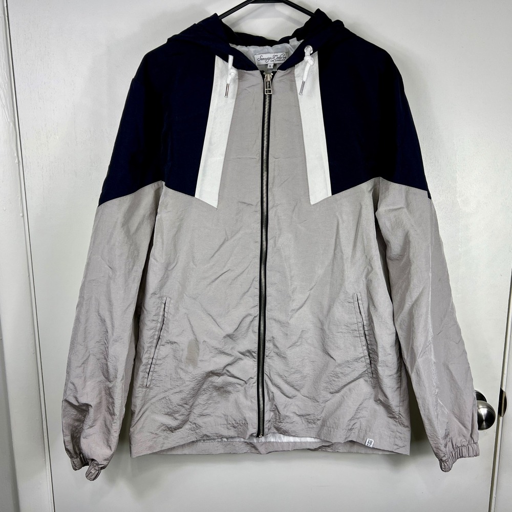 Sovereign Code Mens Colorblock Windbreaker Size L Grey Navy Sporty Streetwear‎